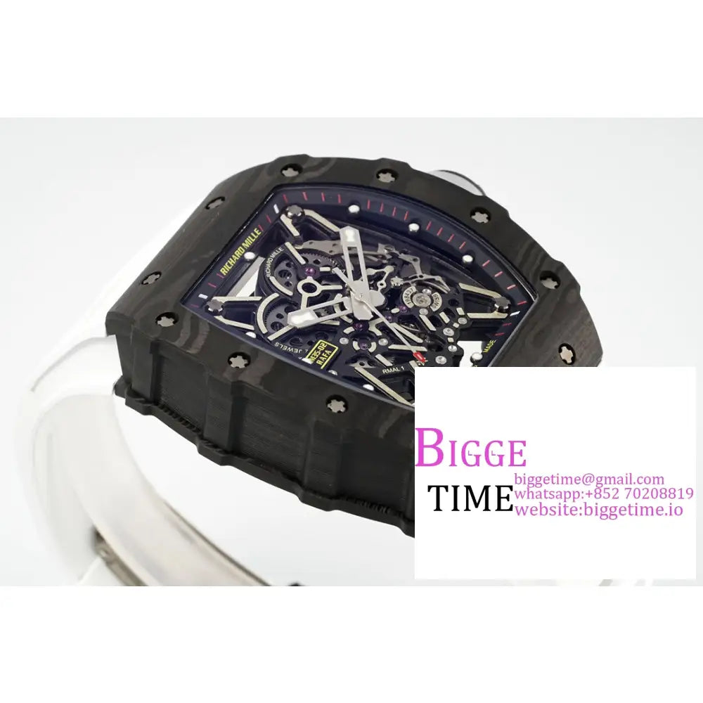 Rm035-02 Real Ntpt Skeleton Dial White Crown Rubber Strap Zf Nh05A Richard Mille