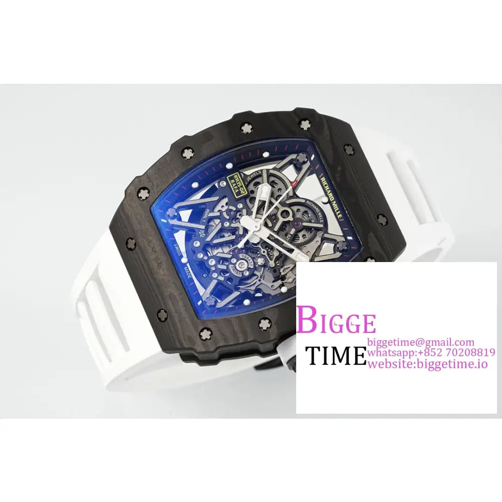 Rm035-02 Real Ntpt Skeleton Dial White Crown Rubber Strap Zf Nh05A Richard Mille