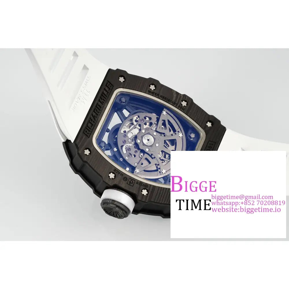 Rm035-02 Real Ntpt Skeleton Dial White Crown Rubber Strap Zf Nh05A Richard Mille