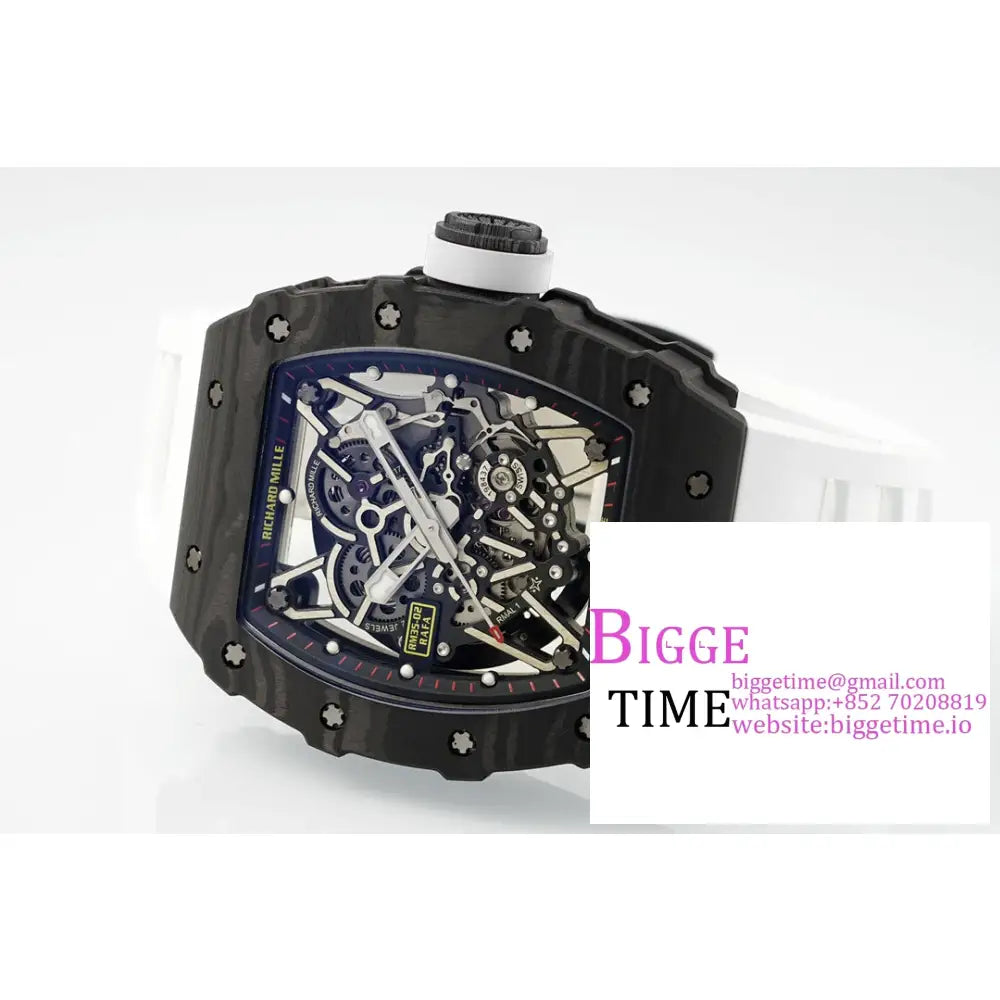 Rm035-02 Real Ntpt Skeleton Dial White Crown Rubber Strap Zf Nh05A Richard Mille