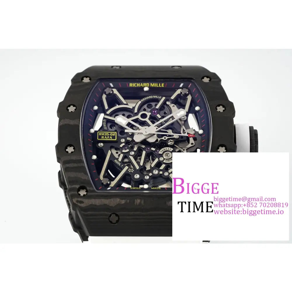 Rm035-02 Real Ntpt Skeleton Dial White Crown Rubber Strap Zf Nh05A Richard Mille