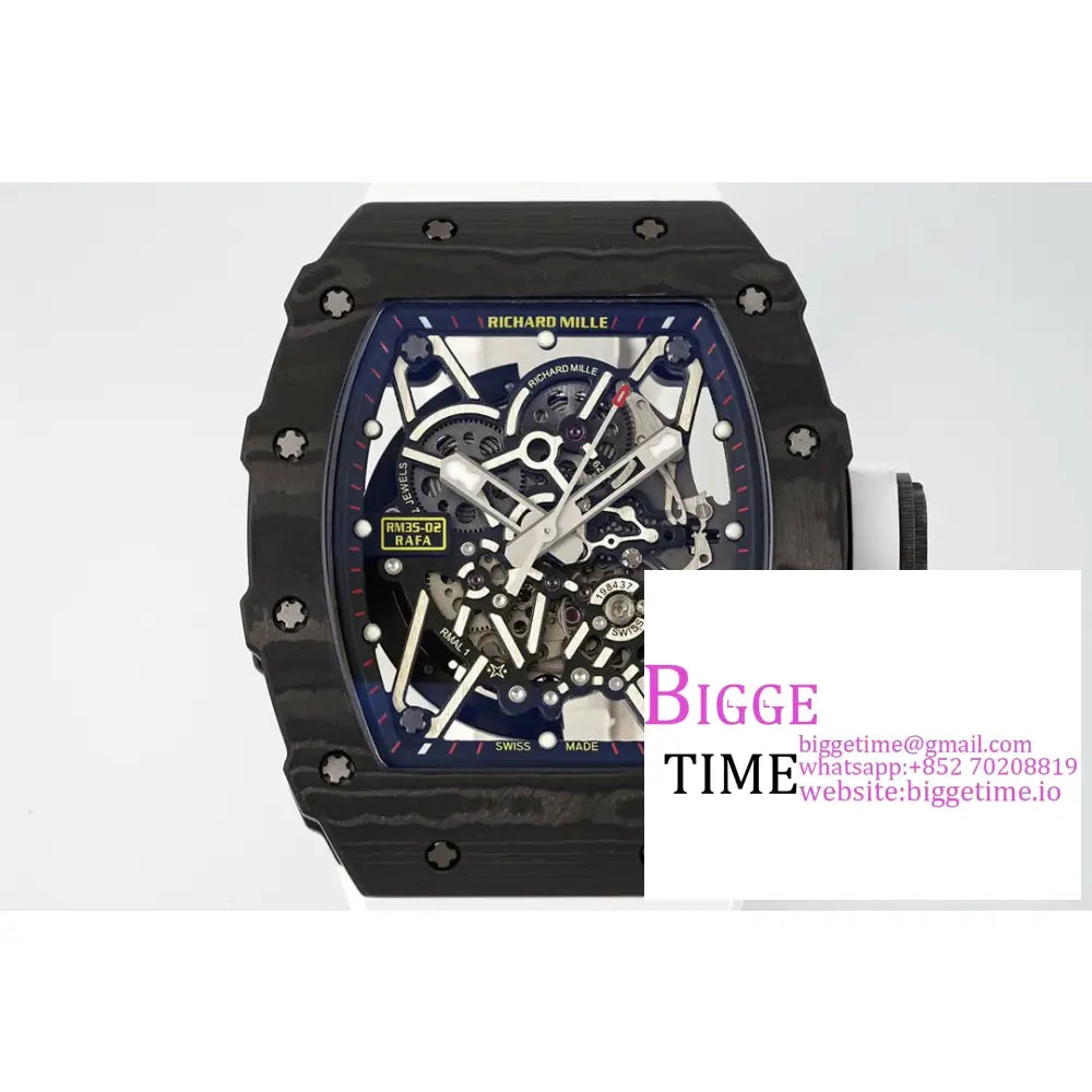 Rm035-02 Real Ntpt Skeleton Dial White Crown Rubber Strap Zf Nh05A Richard Mille