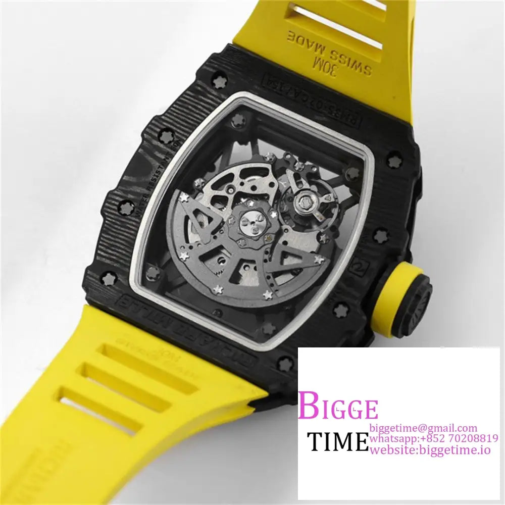 Rm035-02 Real Ntpt Skeleton Dial Yellow Crown Rubber Strap Bbrf Nh05A Richard Mille