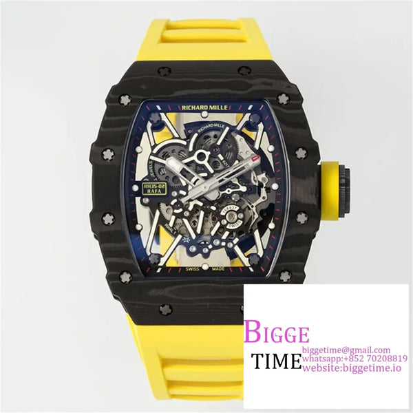 Rm035-02 Real Ntpt Skeleton Dial Yellow Crown Rubber Strap Zf Nh05A Option1 Richard Mille