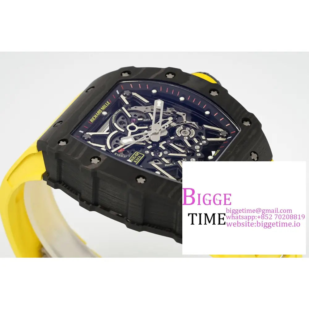 Rm035-02 Real Ntpt Skeleton Dial Yellow Crown Rubber Strap Zf Nh05A Richard Mille