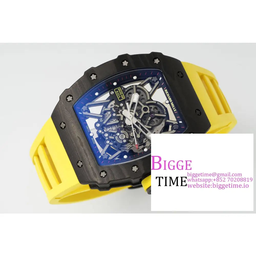 Rm035-02 Real Ntpt Skeleton Dial Yellow Crown Rubber Strap Zf Nh05A Richard Mille