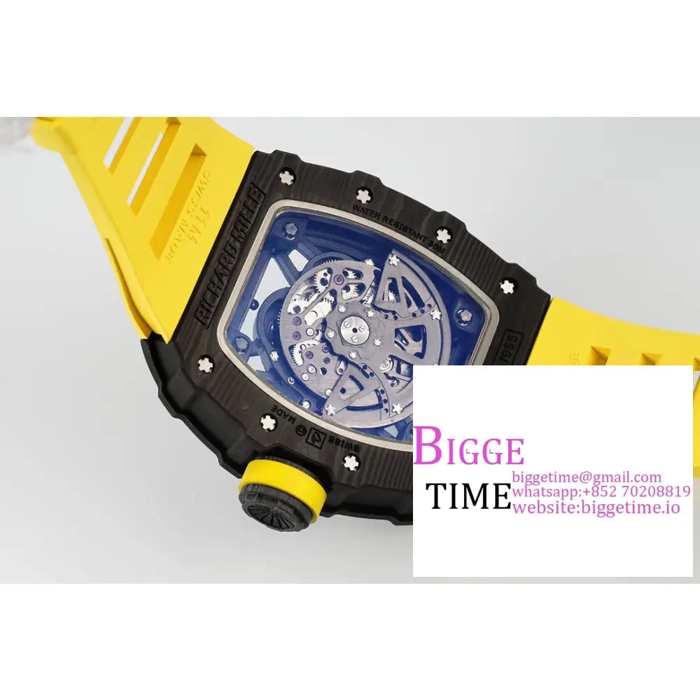 Rm035-02 Real Ntpt Skeleton Dial Yellow Crown Rubber Strap Zf Nh05A Richard Mille