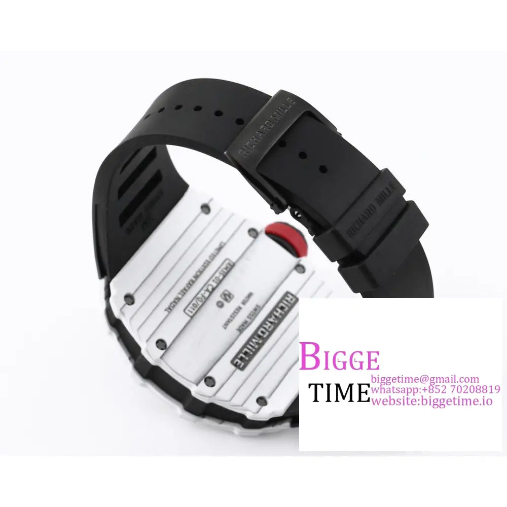 Rm035 White Real Ntpt Skeleton Dial Red Crown Black Rubber Strap Bbrf Nh05A Richard Mille