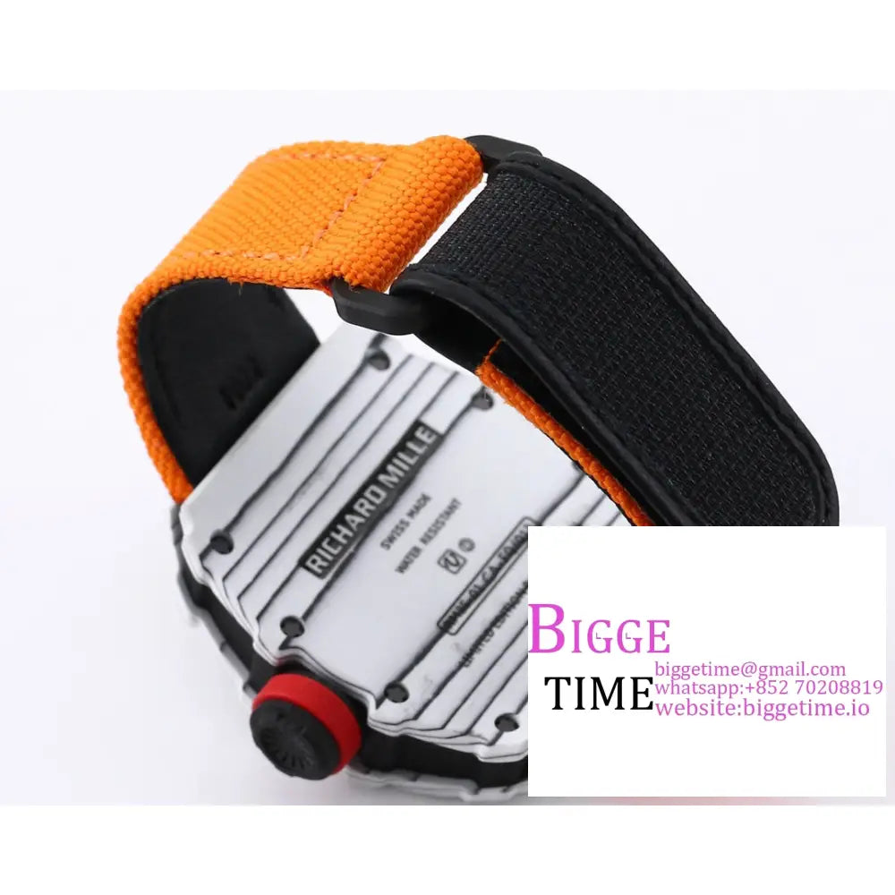 Rm035 White Real Ntpt Skeleton Dial Red Crown Orange Rubber Strap Bbrf Nh05A Richard Mille