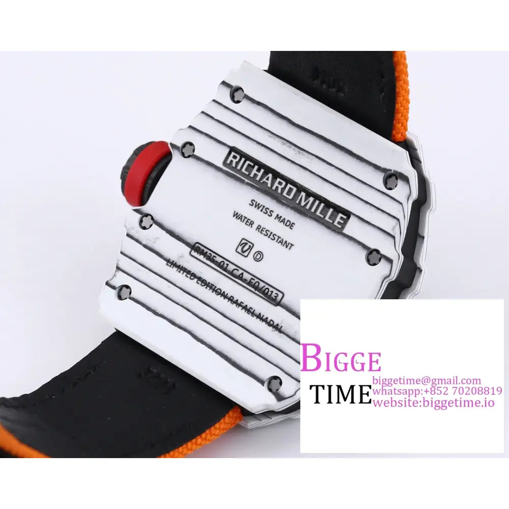 Rm035 White Real Ntpt Skeleton Dial Red Crown Orange Rubber Strap Bbrf Nh05A Richard Mille