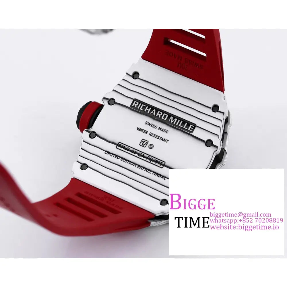 Rm035 White Real Ntpt Skeleton Dial Red Crown Rubber Strap Bbrf Nh05A Richard Mille