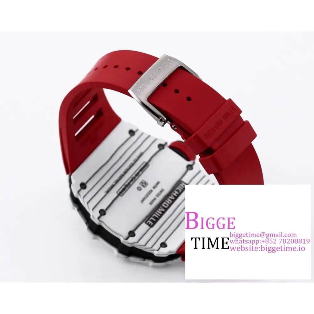 Rm035 White Real Ntpt Skeleton Dial Red Crown Rubber Strap Bbrf Nh05A Richard Mille