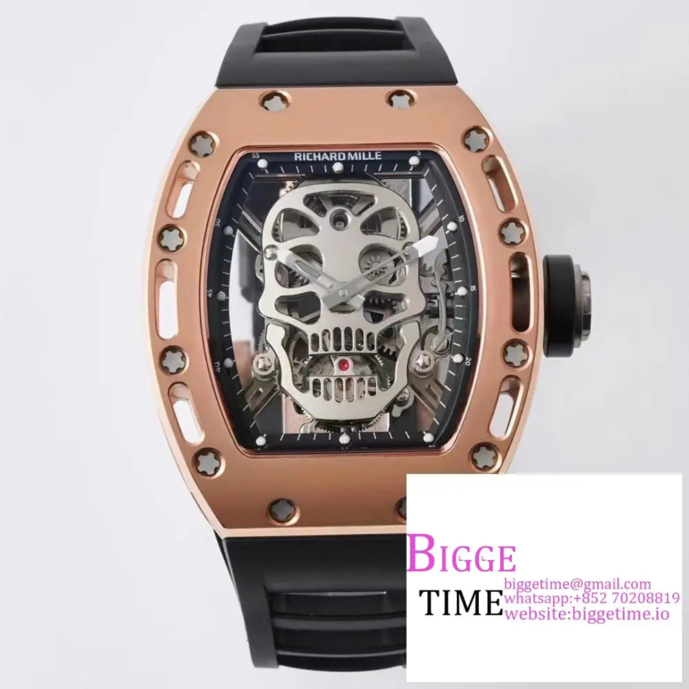 Rm052 Tourbillon Black Pvd Skeleton Dial Rubber Strap Eurf Tourb Option1 Richard Mille