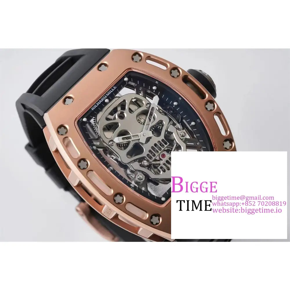 Rm052 Tourbillon Black Pvd Skeleton Dial Rubber Strap Eurf Tourb Richard Mille