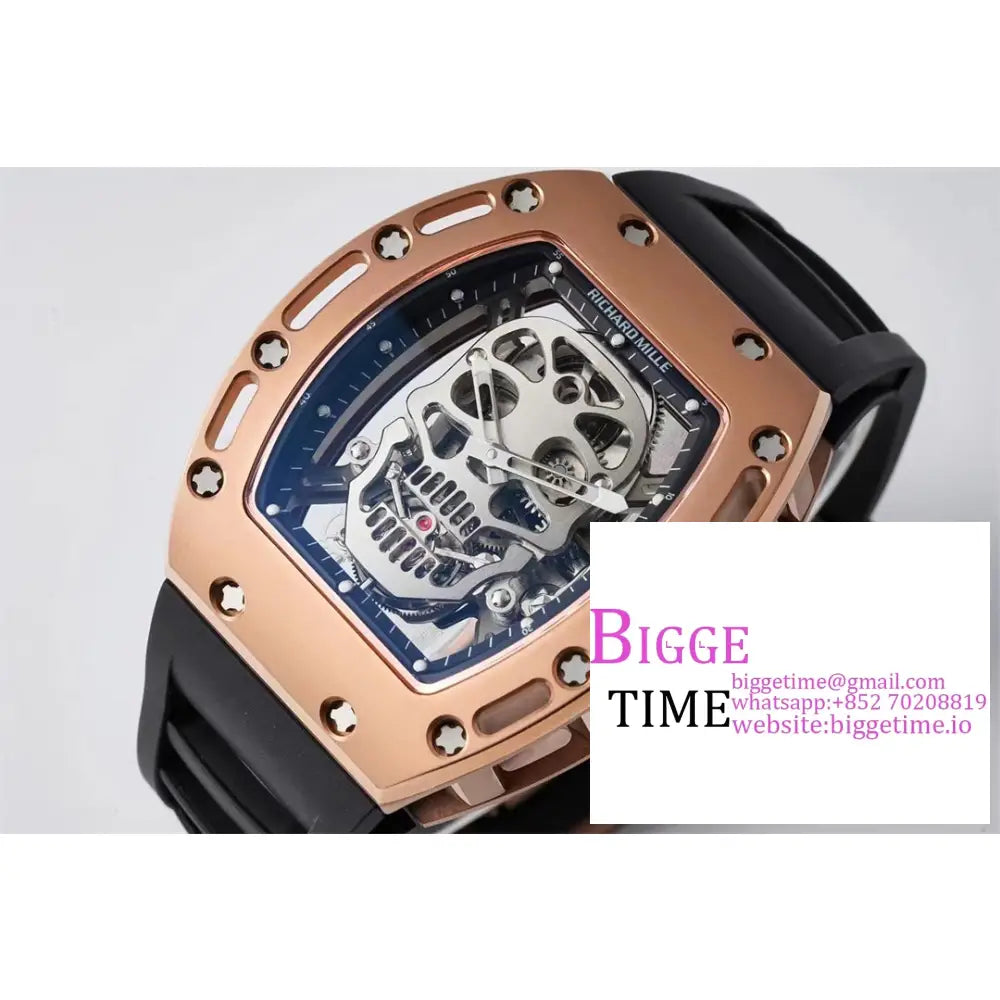 Rm052 Tourbillon Black Pvd Skeleton Dial Rubber Strap Eurf Tourb Richard Mille