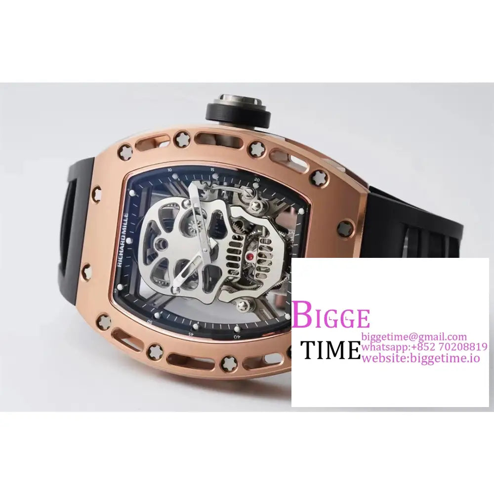 Rm052 Tourbillon Black Pvd Skeleton Dial Rubber Strap Eurf Tourb Richard Mille