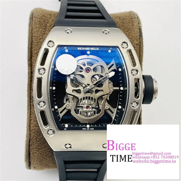 Rm052 Tourbillon Black Pvd Skeleton Dial Rubber Strap Zf Tourb Option1 Richard Mille