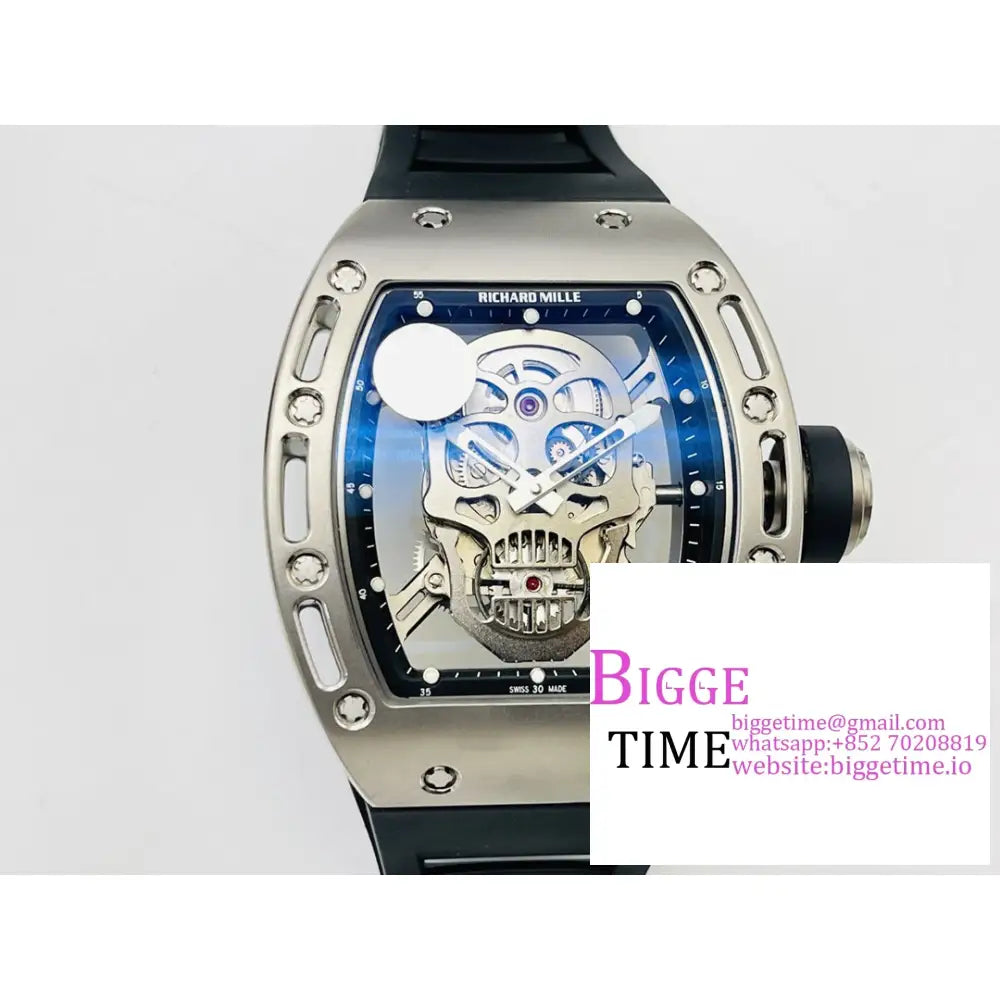 Rm052 Tourbillon Black Pvd Skeleton Dial Rubber Strap Zf Tourb Richard Mille