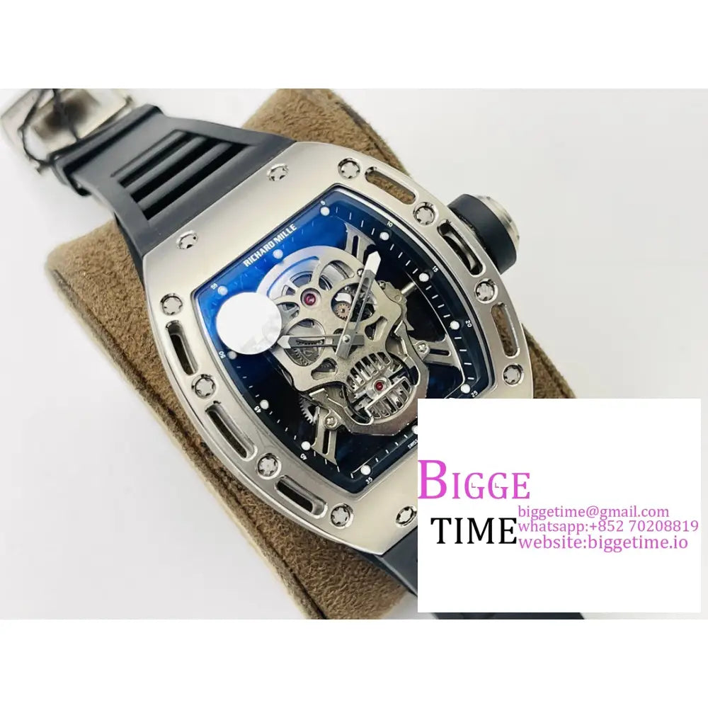 Rm052 Tourbillon Black Pvd Skeleton Dial Rubber Strap Zf Tourb Richard Mille