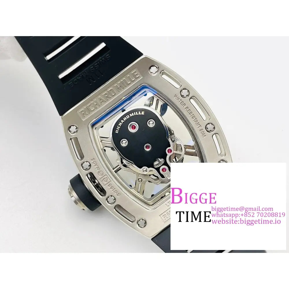 Rm052 Tourbillon Black Pvd Skeleton Dial Rubber Strap Zf Tourb Richard Mille