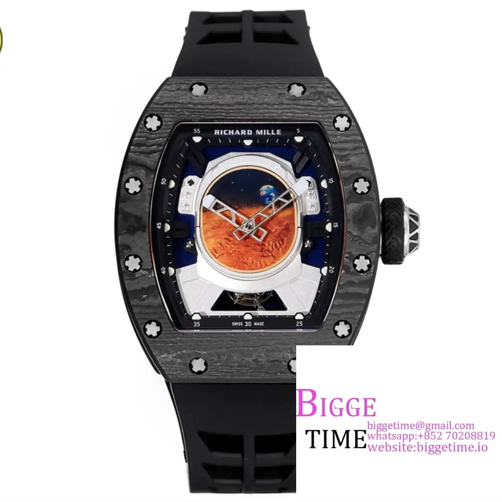 Rm052 Tourbillon Black Titanium Skeleton Dial Rubber Strap Ysf Tourb Option1 Richard Mille