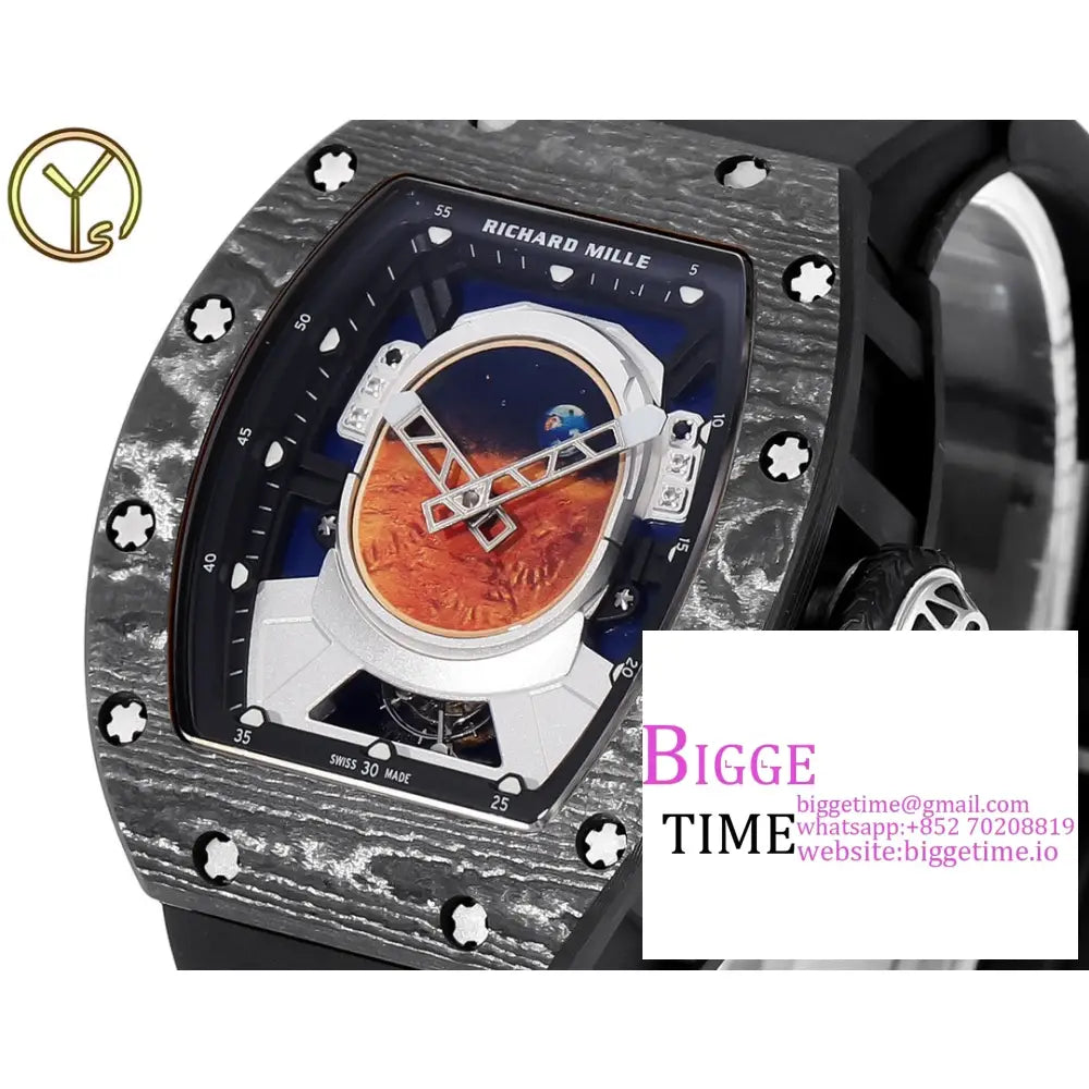 Rm052 Tourbillon Black Titanium Skeleton Dial Rubber Strap Ysf Tourb Richard Mille