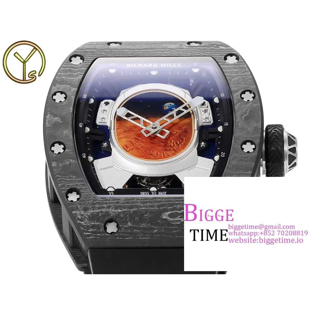 Rm052 Tourbillon Black Titanium Skeleton Dial Rubber Strap Ysf Tourb Richard Mille