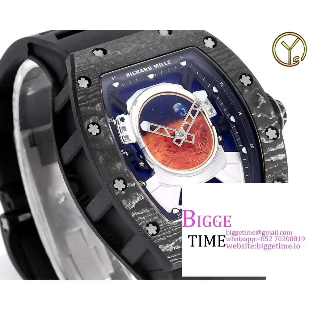 Rm052 Tourbillon Black Titanium Skeleton Dial Rubber Strap Ysf Tourb Richard Mille