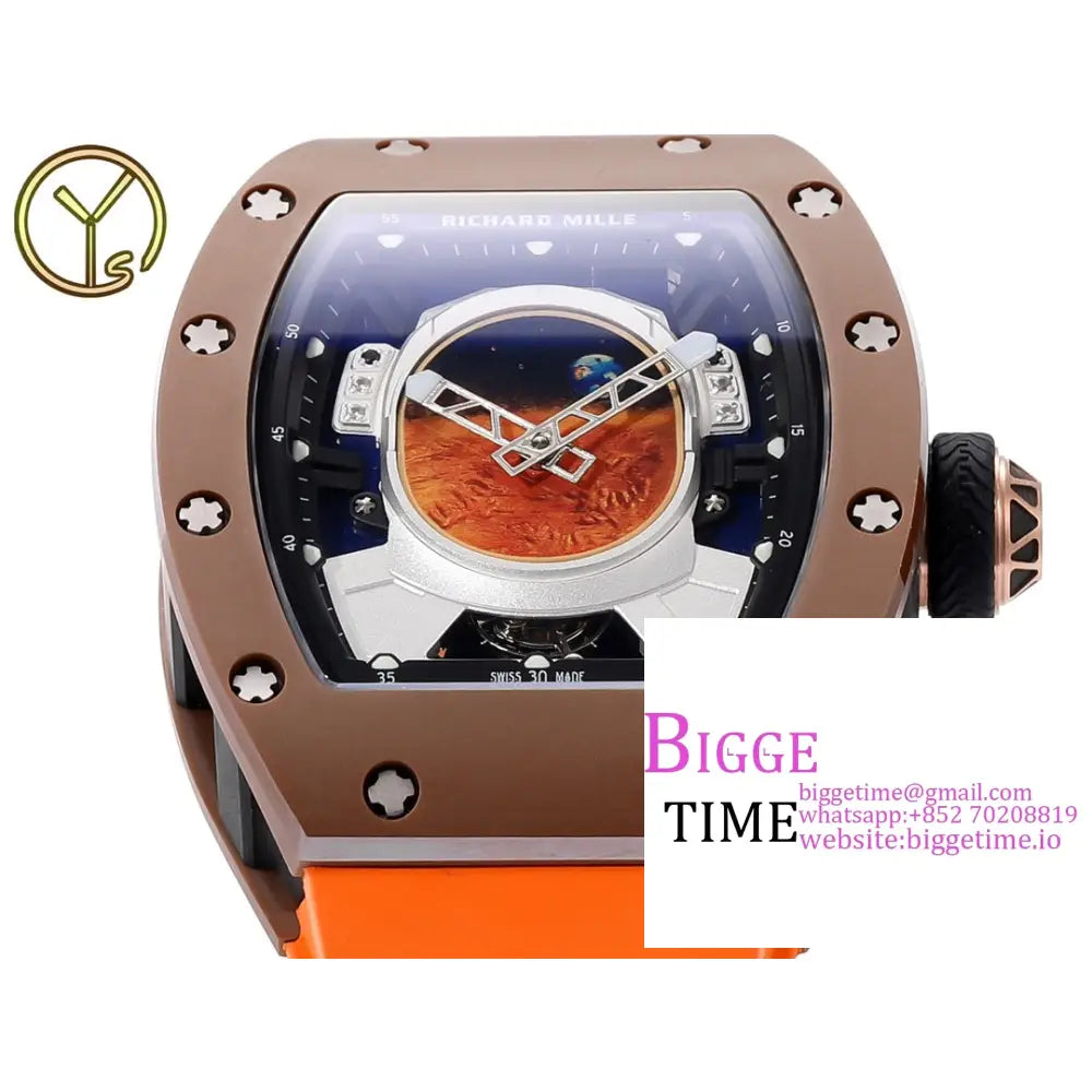 Rm052 Tourbillon Brown Titanium Skeleton Dial Orange Rubber Strap Ysf Tourb Richard Mille