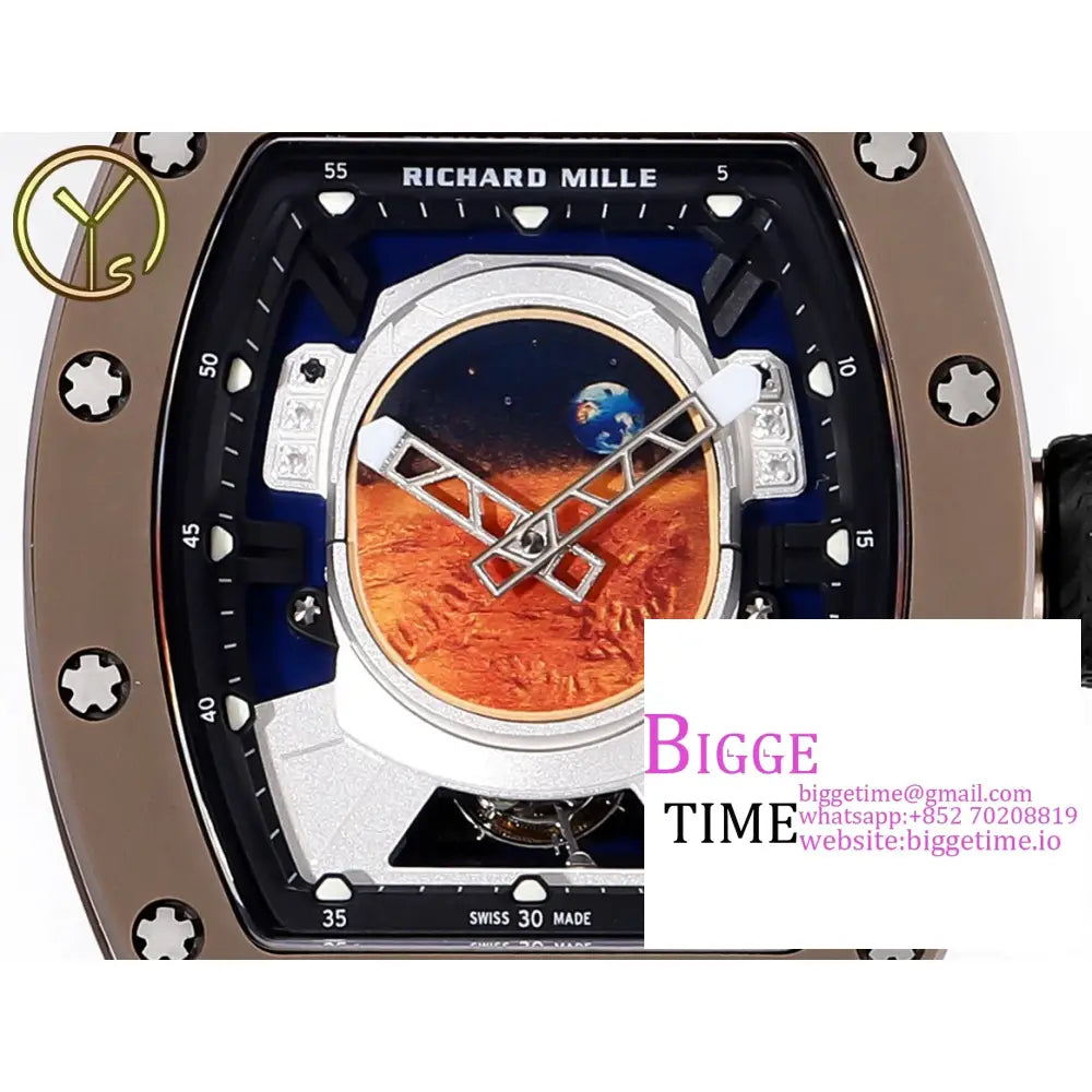 Rm052 Tourbillon Brown Titanium Skeleton Dial White Rubber Strap Ysf Tourb Richard Mille