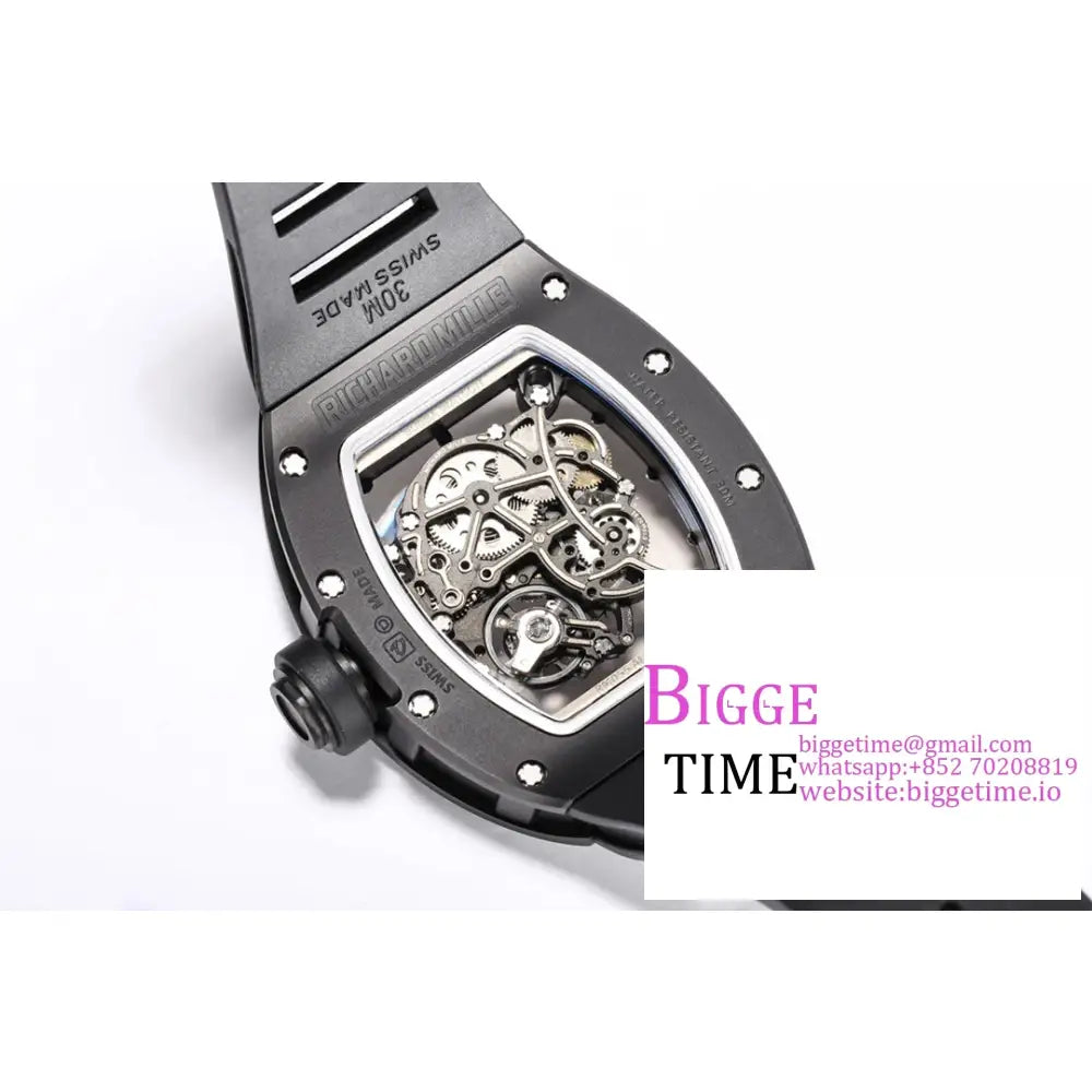 Rm055 Black Ceramic Skeleton Dial Crown Rubber Strap Bbrf Rmul2 Richard Mille