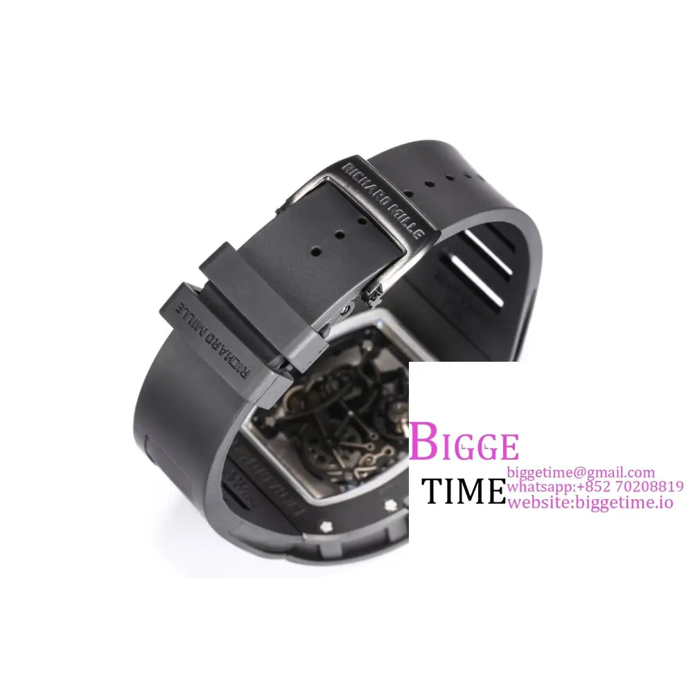 Rm055 Black Ceramic Skeleton Dial Crown Rubber Strap Bbrf Rmul2 Richard Mille