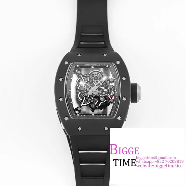 Rm055 Black Ceramic Skeleton Dial Crown Rubber Strap Kvf Nh05 Option1 Richard Mille