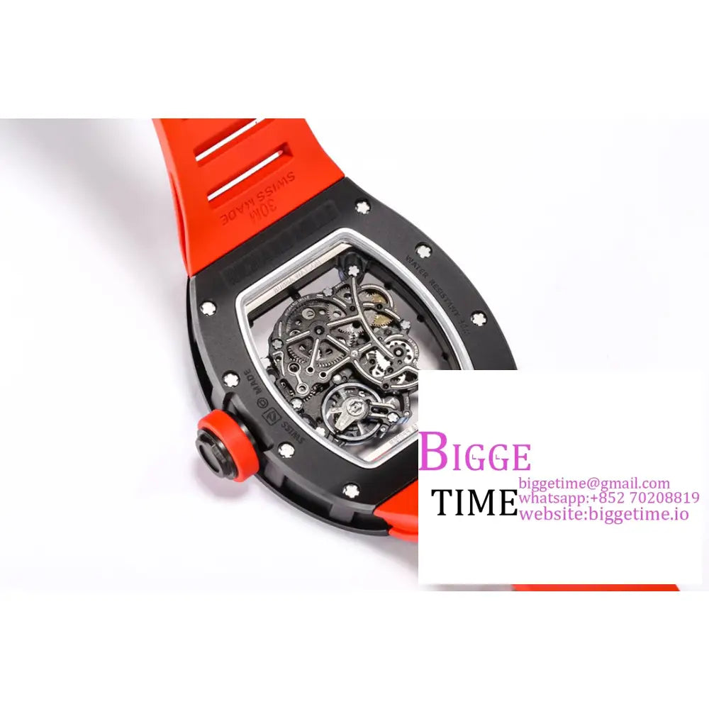 Rm055 Black Ceramic Skeleton Dial Red Crown Rubber Strap Bbrf Rmul2 Richard Mille