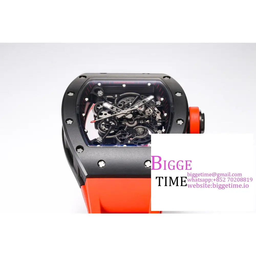 Rm055 Black Ceramic Skeleton Dial Red Crown Rubber Strap Bbrf Rmul2 Richard Mille