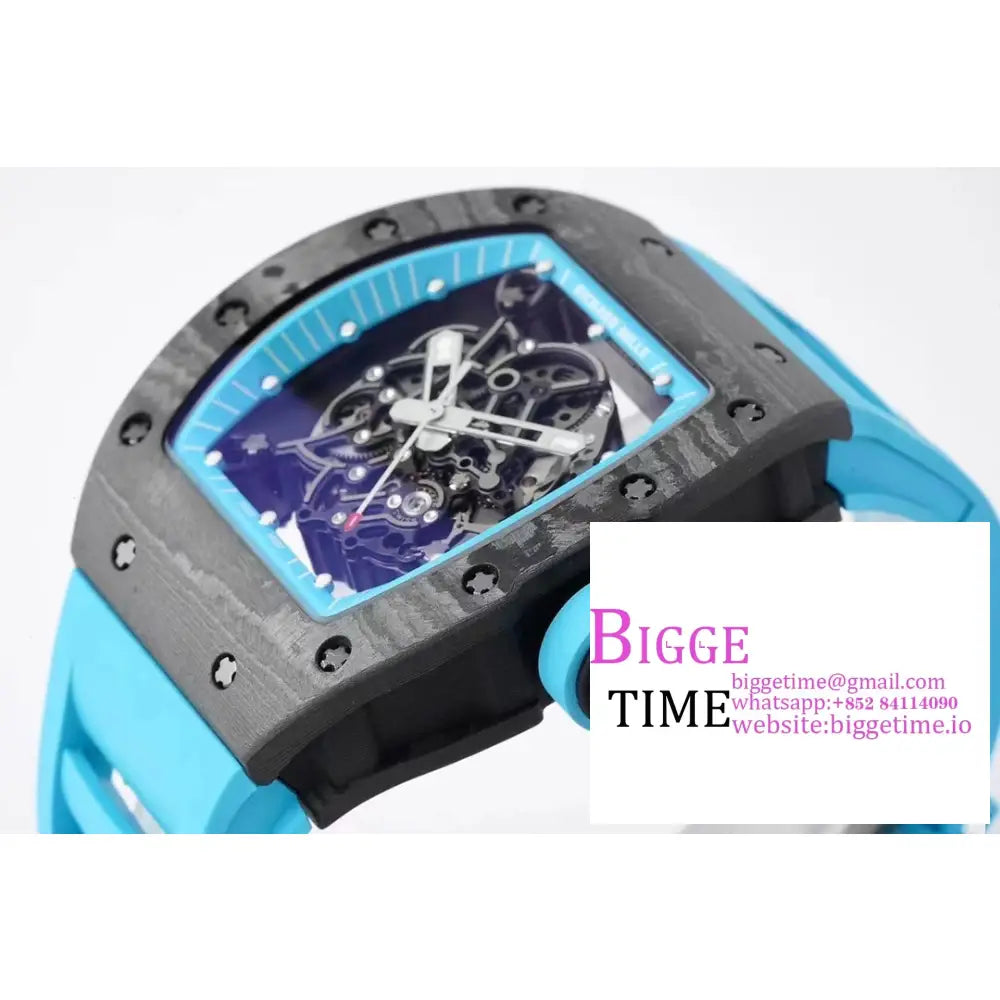 Rm055 Bubba Watson Real Ntpt Skeleton Dial Blue Crown Rubber Strap Zf Nh05 Richard Mille