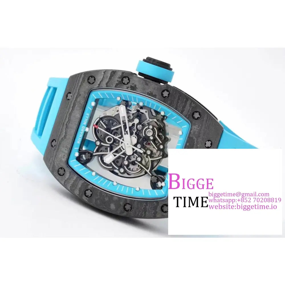 Rm055 Bubba Watson Real Ntpt Skeleton Dial Blue Crown Rubber Strap Zf Nh05 Richard Mille