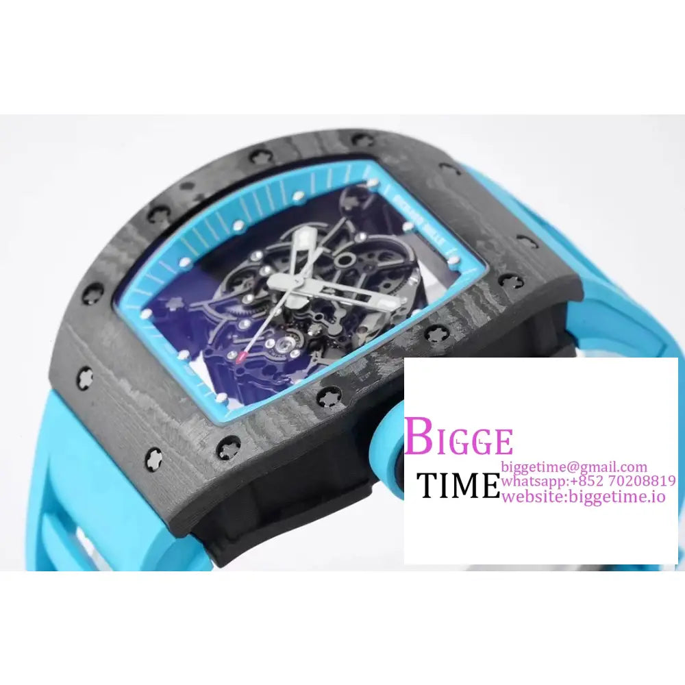 Rm055 Bubba Watson Real Ntpt Skeleton Dial Blue Crown Rubber Strap Zf Nh05 Richard Mille