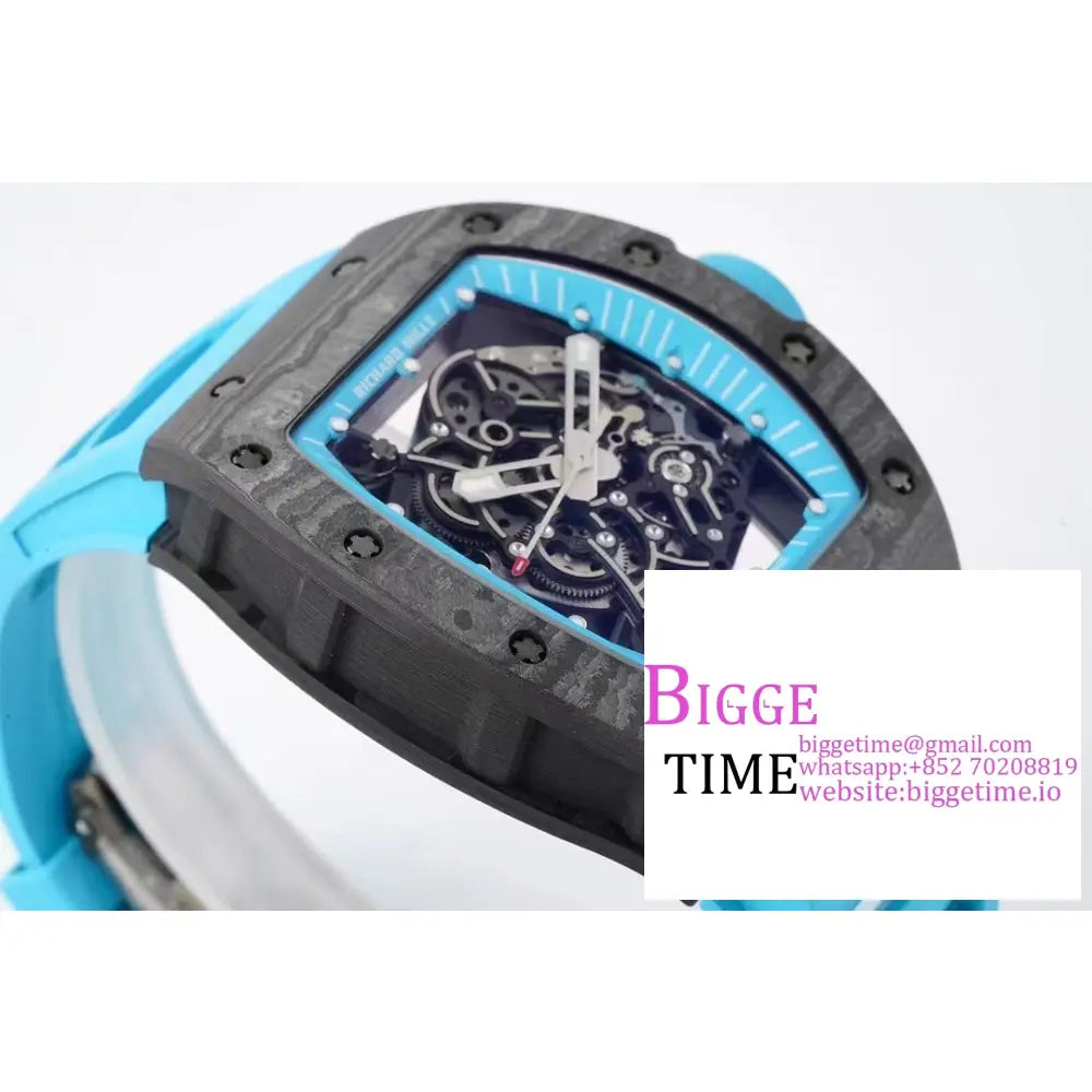 Rm055 Bubba Watson Real Ntpt Skeleton Dial Blue Crown Rubber Strap Zf Nh05 Richard Mille