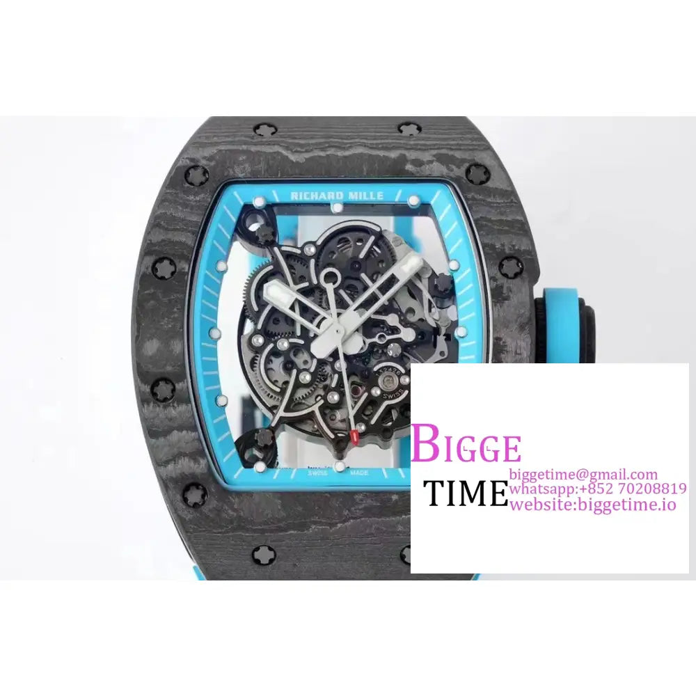 Rm055 Bubba Watson Real Ntpt Skeleton Dial Blue Crown Rubber Strap Zf Nh05 Richard Mille