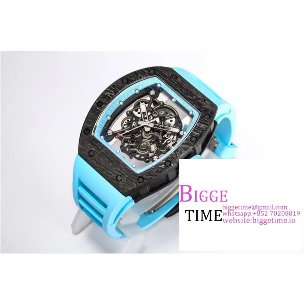 Rm055 Real Ntpt Skeleton Dial Blue Crown Rubber Strap Bbrf Rmul2 Richard Mille