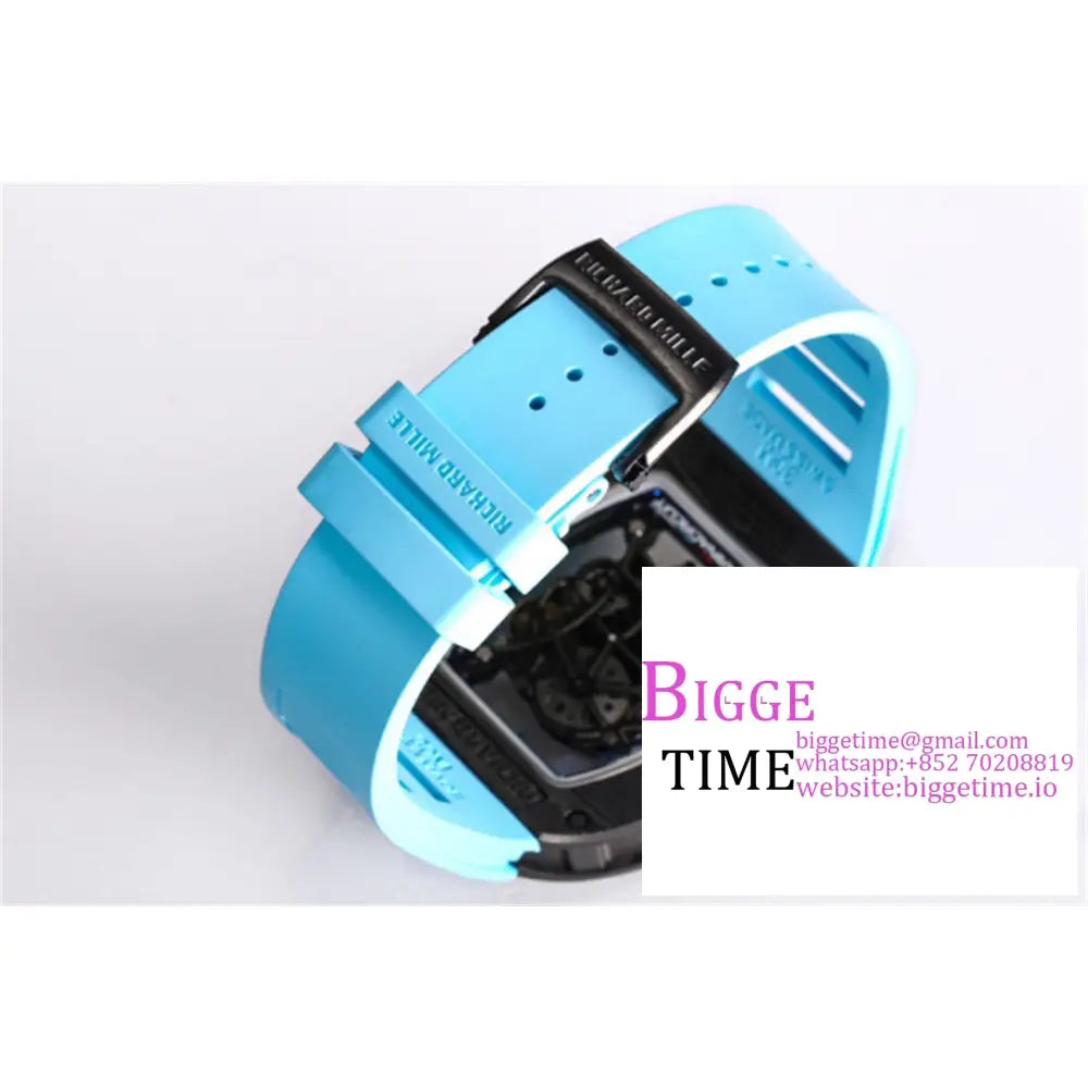 Rm055 Real Ntpt Skeleton Dial Blue Crown Rubber Strap Bbrf Rmul2 Richard Mille