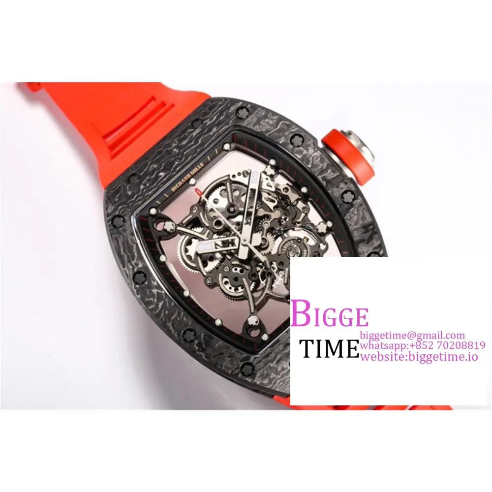 Rm055 Real Ntpt Skeleton Dial Red Crown Rubber Strap Bbrf Rmul2 Richard Mille