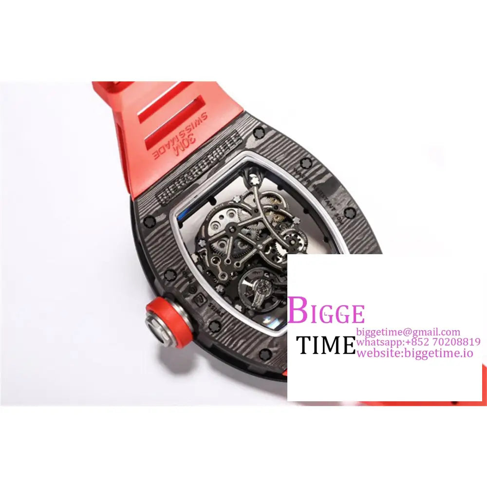 Rm055 Real Ntpt Skeleton Dial Red Crown Rubber Strap Bbrf Rmul2 Richard Mille