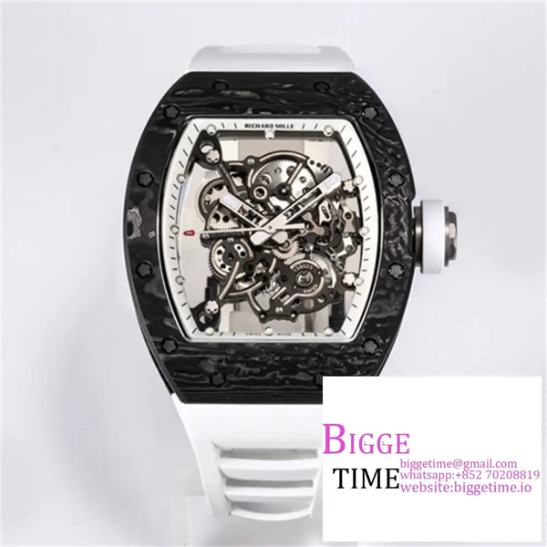 Rm055 Real Ntpt Skeleton Dial White Crown Rubber Strap Bbrf Rmul2 Option1 Richard Mille