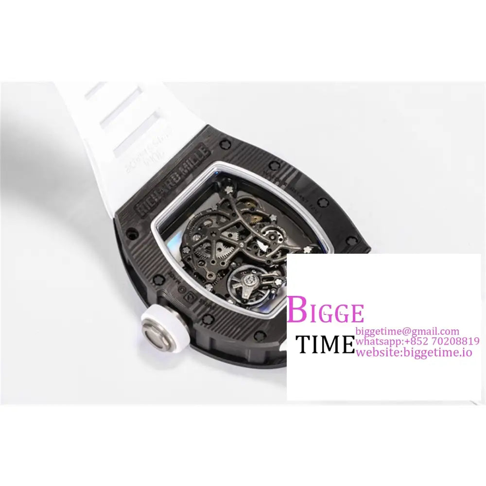 Rm055 Real Ntpt Skeleton Dial White Crown Rubber Strap Bbrf Rmul2 Richard Mille