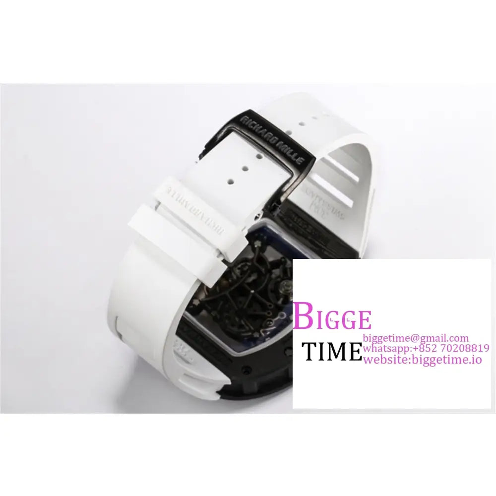 Rm055 Real Ntpt Skeleton Dial White Crown Rubber Strap Bbrf Rmul2 Richard Mille