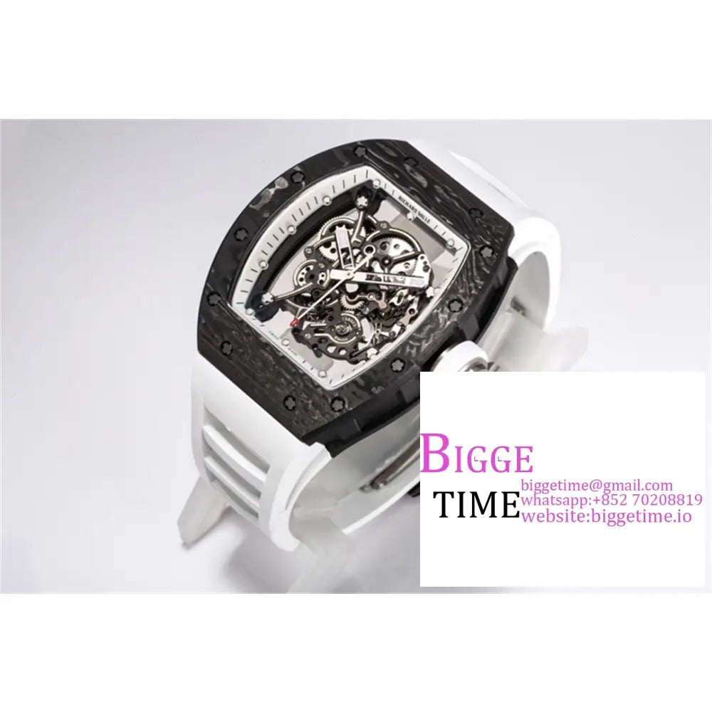 Rm055 Real Ntpt Skeleton Dial White Crown Rubber Strap Bbrf Rmul2 Richard Mille