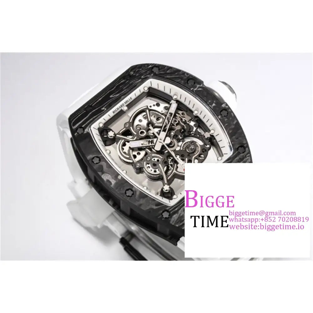 Rm055 Real Ntpt Skeleton Dial White Crown Rubber Strap Bbrf Rmul2 Richard Mille