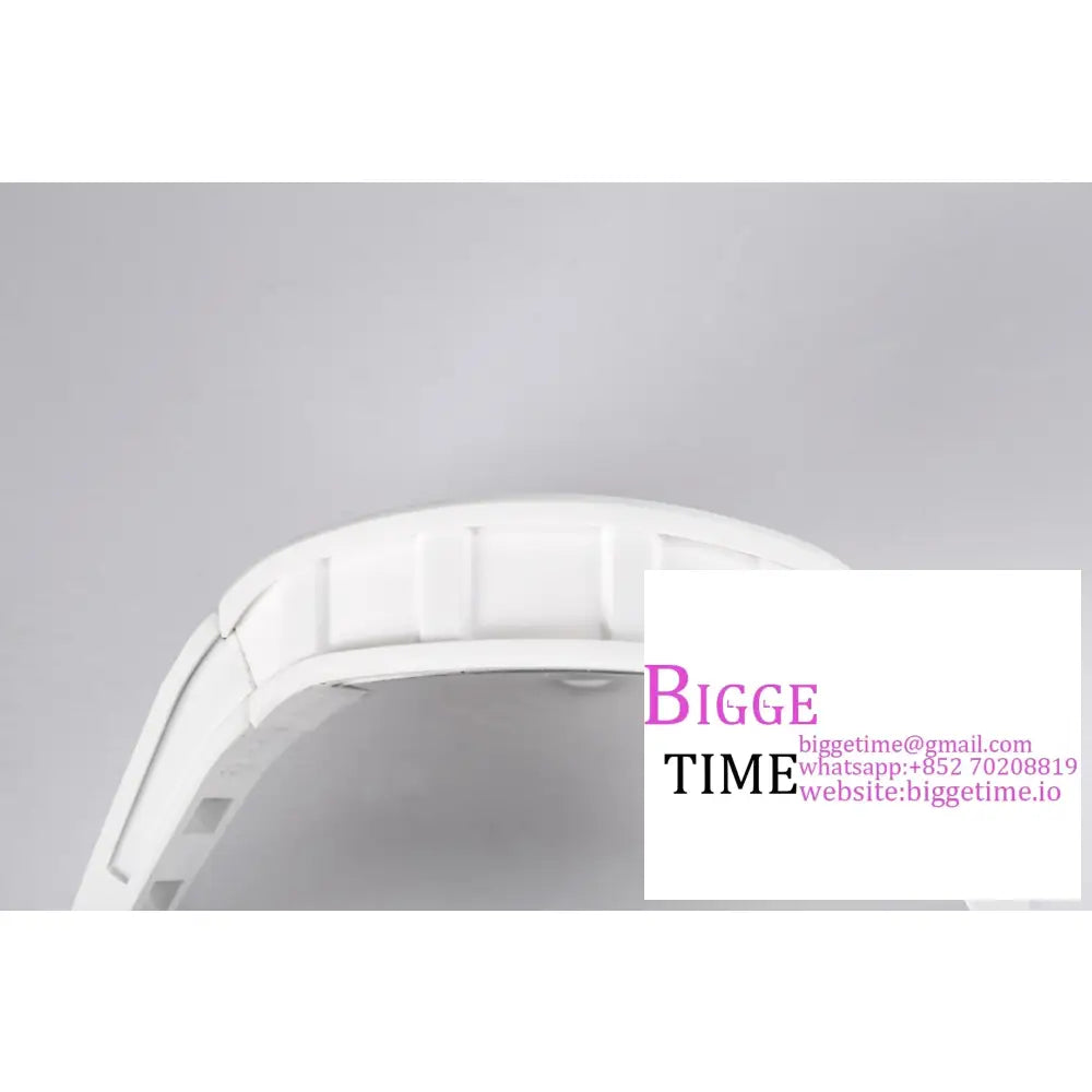 Rm055 White Ceramic Skeleton Dial Crown Rubber Strap Bbrf Rmul2 Richard Mille